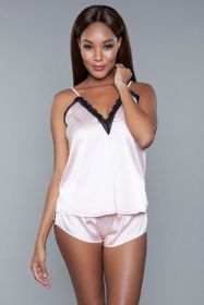 1962 Luna Cami and Short Set (Color: Blush Pink, size: L)