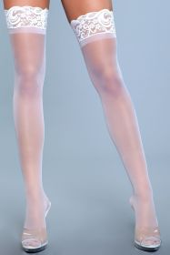 1919 Lace Over It Thigh Highs (Color: White, size: OS)