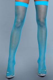 1931 Nylon Fishnet Thigh Highs (Color: Turquoise)