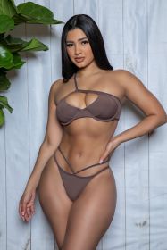 2383 Ava Bikini Set (Color: brown, size: XL)