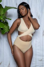 2384 Mia Swimsuit (Color: Cream/Nude, size: L)
