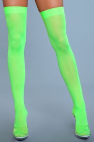 1932 Opaque Nylon Thigh Highs (Color: Neon Green)
