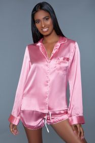 2029 Sadie PJ set (Color: Pink, size: S)