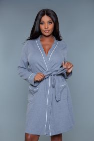 2258 Waffle Robe (Color: Grey, size: S/M)