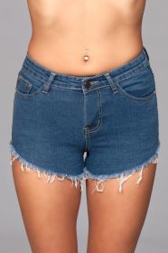 J12 Zip Me Up Denim Shorts (Color: Blue, size: S)