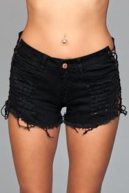 J5 Looped in Distress Shorts (Color: Black, size: S)
