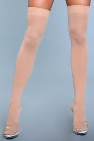 1932 Opaque Nylon Thigh Highs (Color: Nude)
