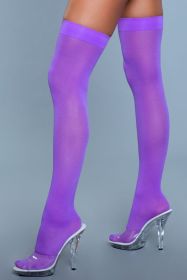 1932 Opaque Nylon Thigh Highs (Color: Purple)