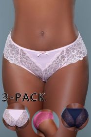 22143PK Tracy Brief 3 Pack (Color: Peach/Raspberry/Navy Blue, size: S)