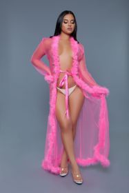 BW1650 Marabou Robe (Color: Neon Pink, size: OS)