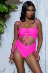 2403 Paisley Swimsuit (Color: Neon Pink, size: S)