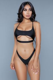 1975 Gianna 2 Piece Swimsuit (Color: Black, size: M)